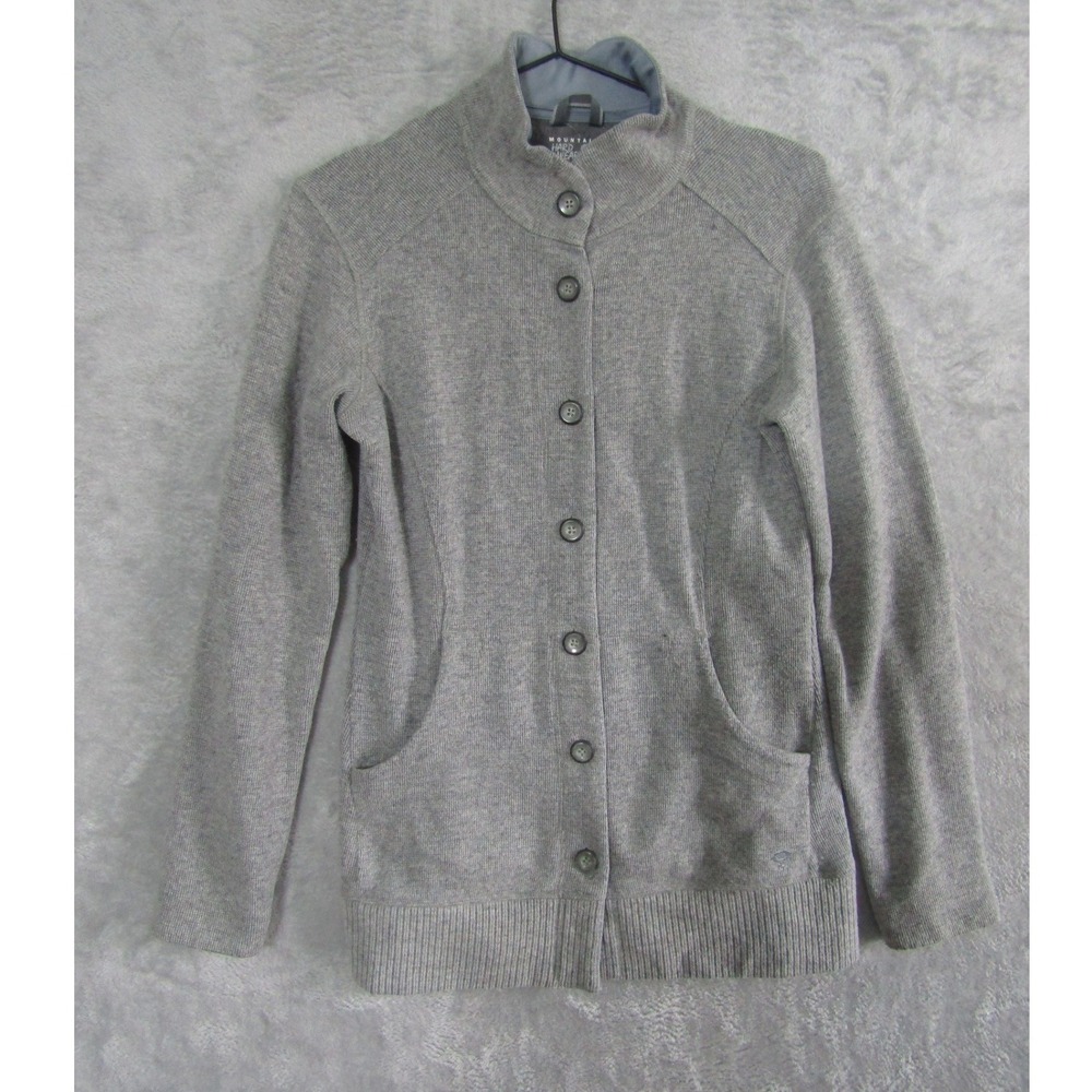 Mountain Hardwear Womens Gray Button Front Mock Neck Cardigan Sweater Size M